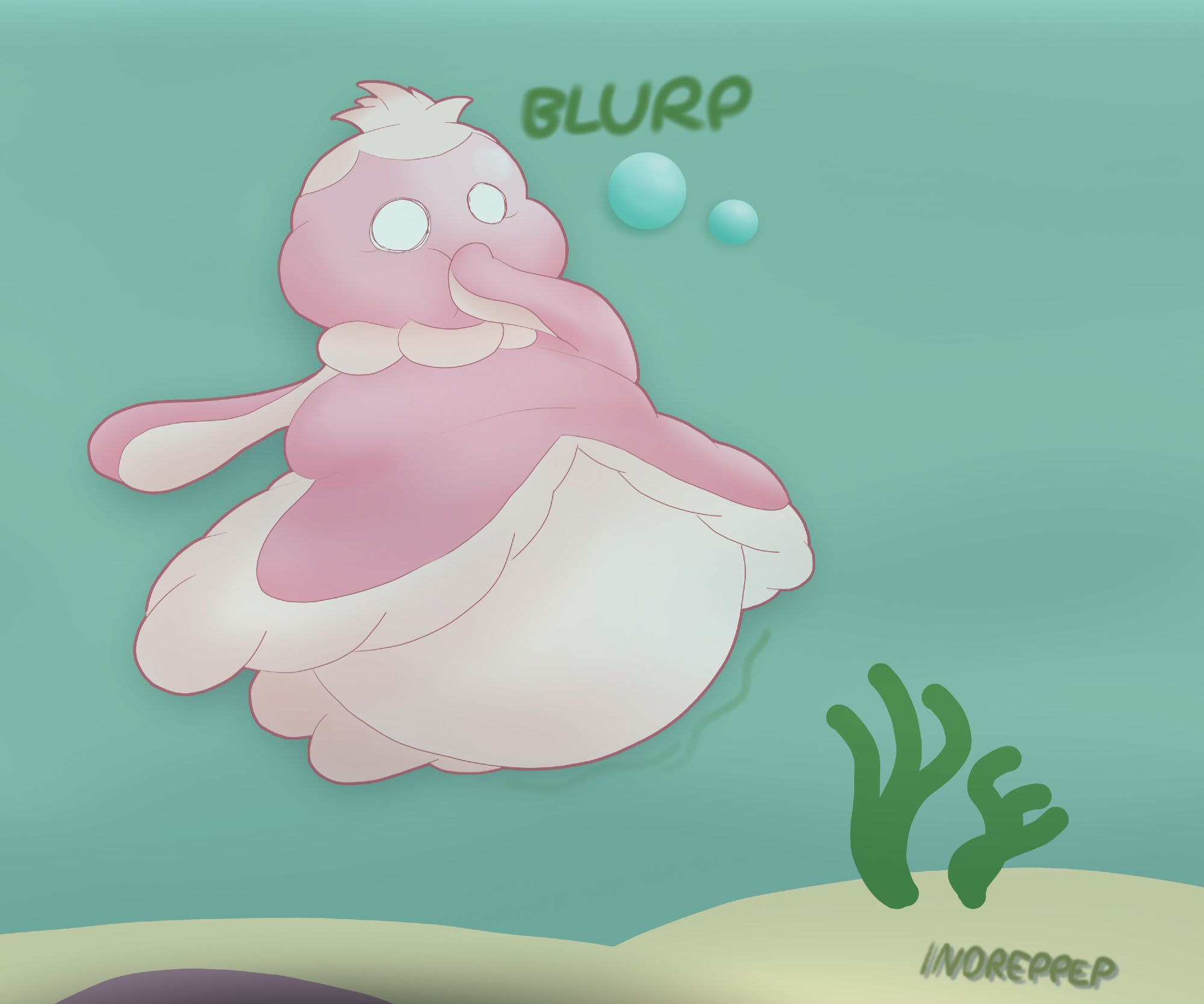 Fat, burping female Frillish from Pokemon