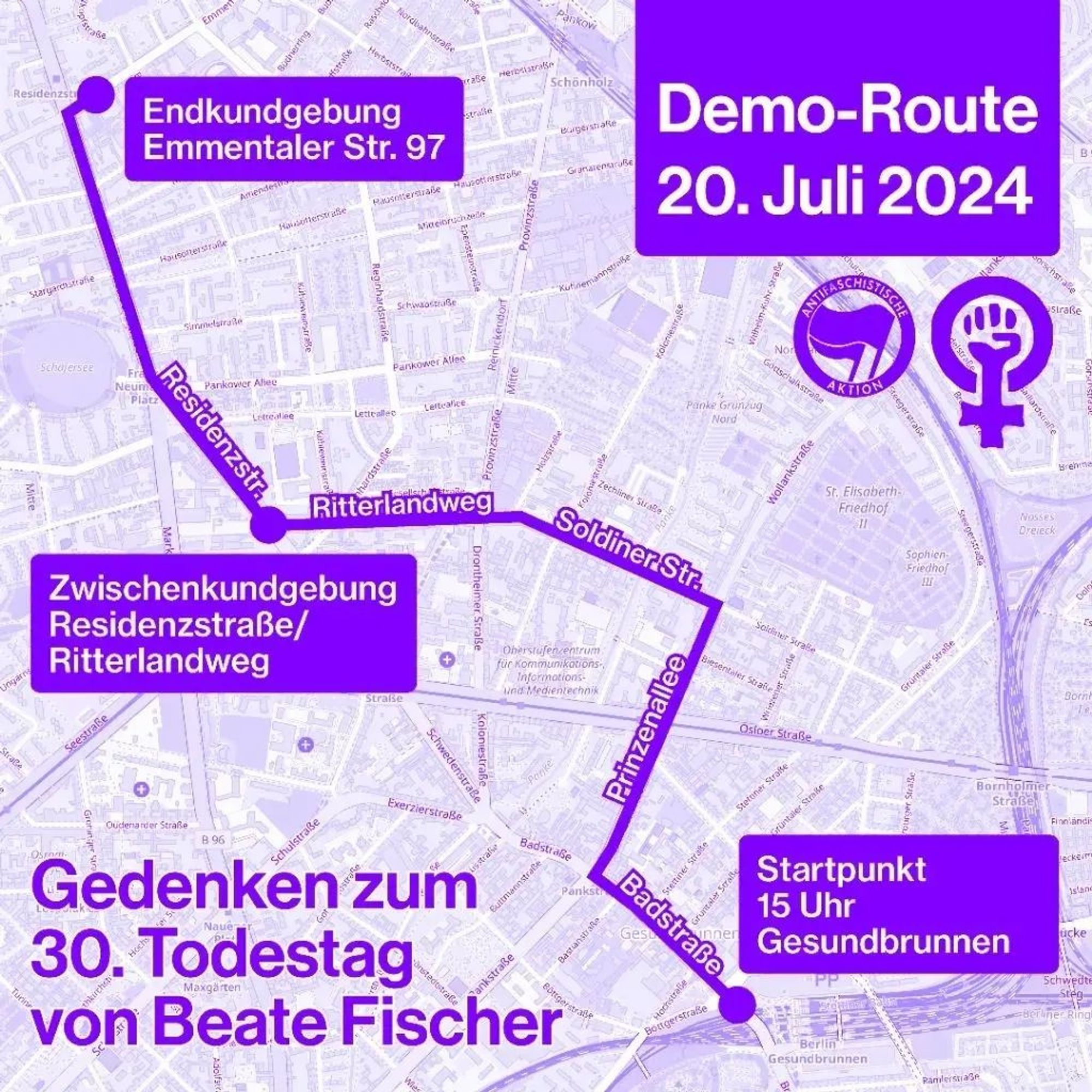 Gedanken zum 30. Todestag von Beate Fischer. Berlin, heute 15 Uhr Start beim Gesundheitsbrunnen. Als Laufdemo mit Kundgebungen.