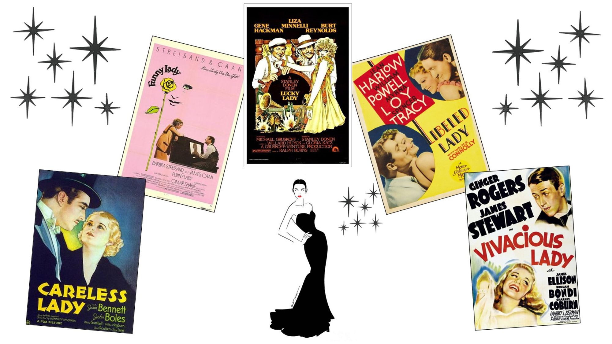 Movie Posters - Careless Lady, Funny Lady, Lucky Lady, Libeled Lady and Vivacious Lady