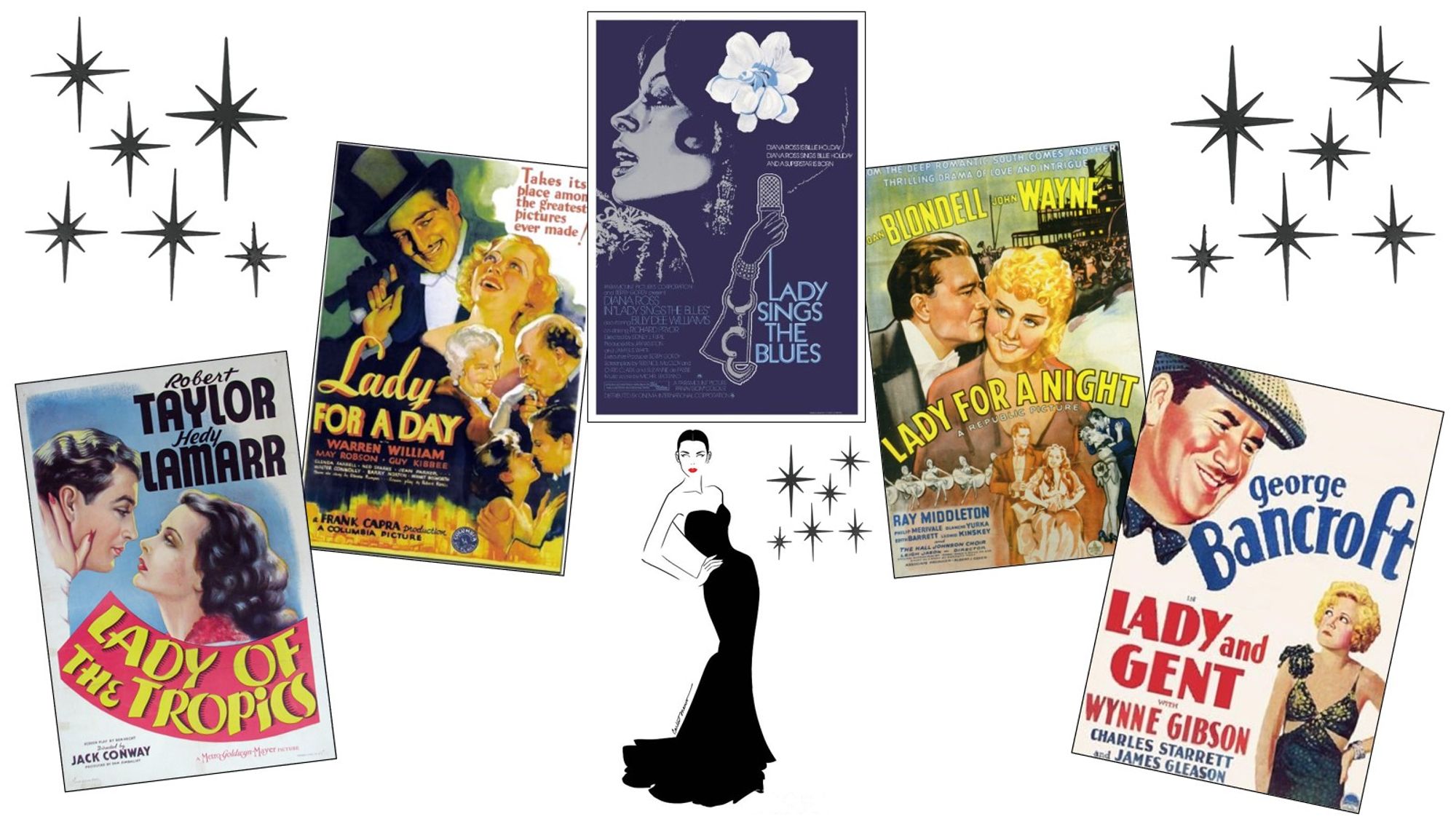 Movie Posters for Lady Of The Tropics, Lady For A Day, Lady Sings The Blues, Lady For The Night, Lady And Gent