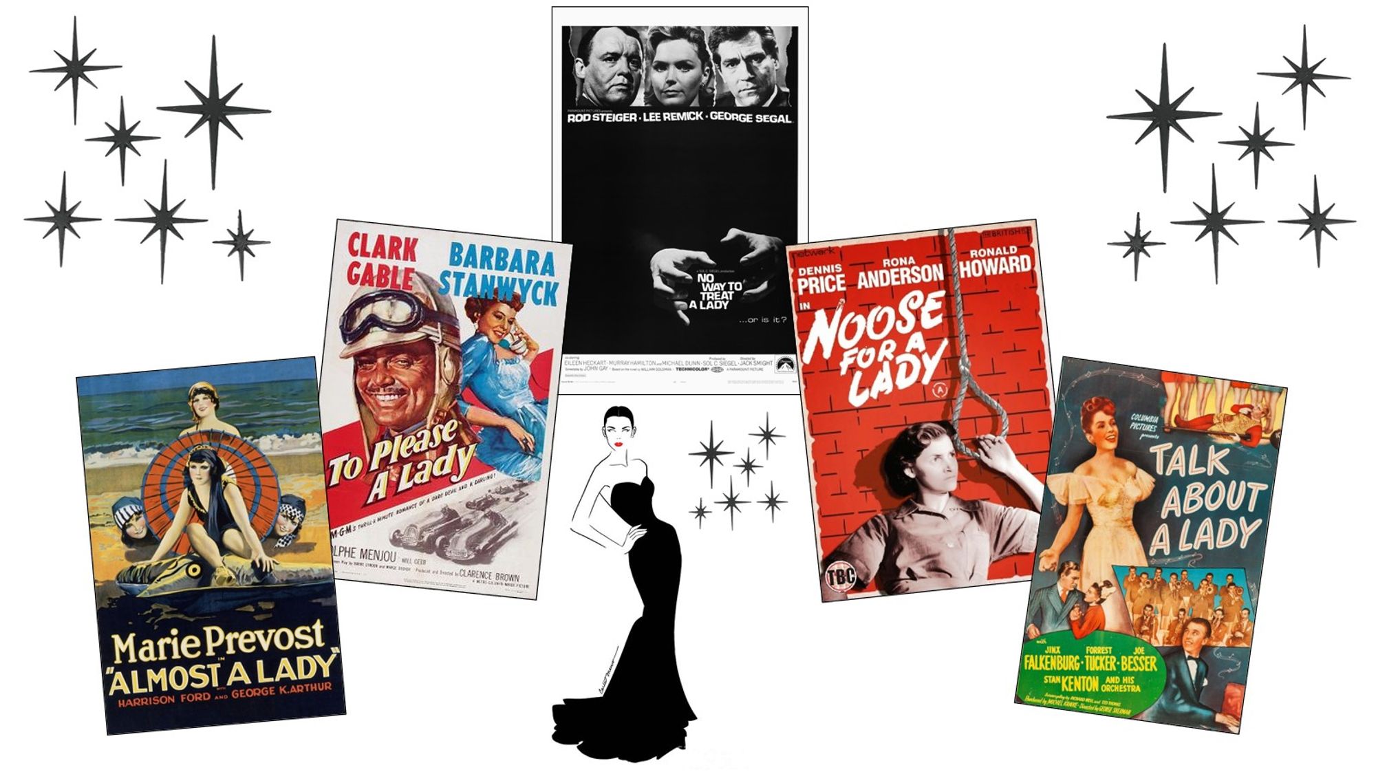 Movie Posters - Almost A Lady, To Please A Lady, No Way To Treat A Lady, Noose For A Lady, and Talk About A Lady