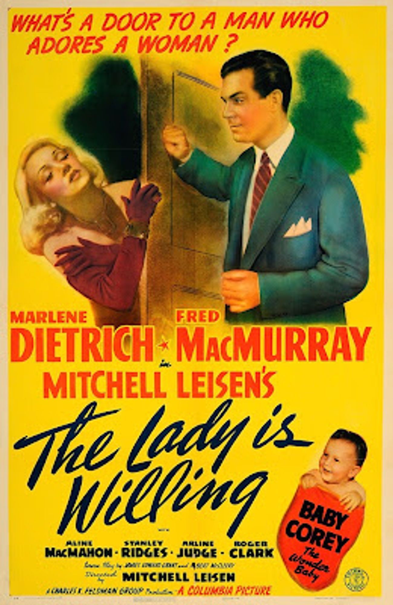 movie poster for the lady is willing starring marlene dietrich