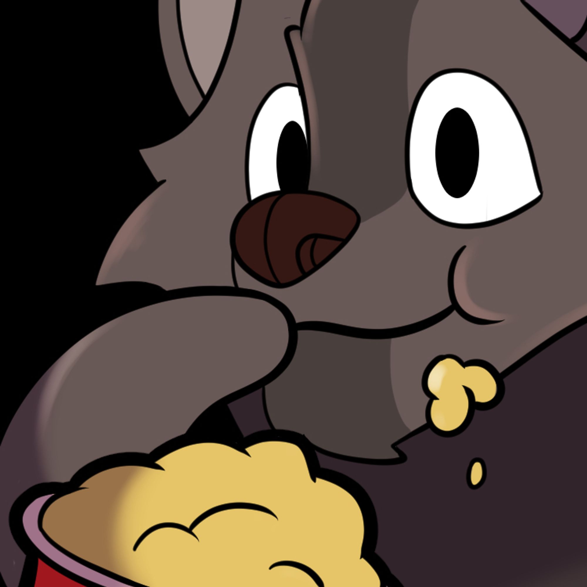 Twitch emote of a brown/gray wolf eating popcorn