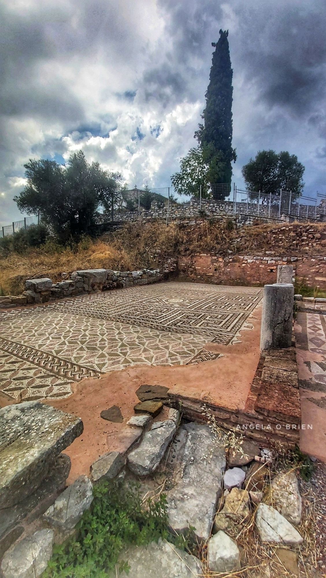 One of the 3rd-4th century CE mosaic floors at Ancient Messene, Peloponnese, Greece.