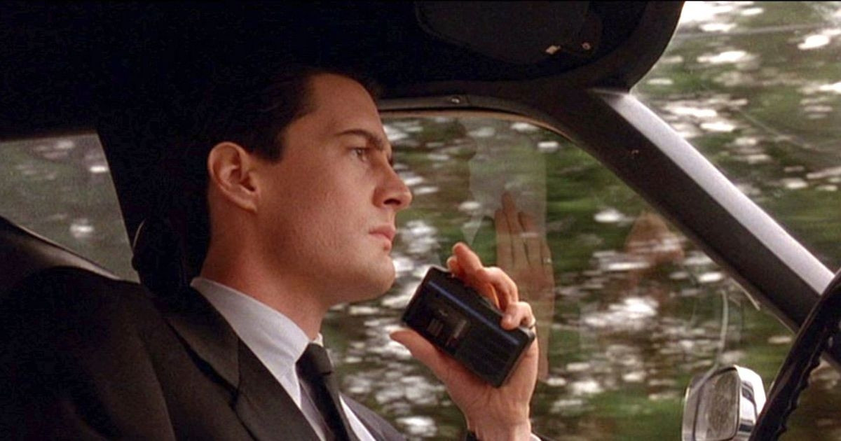 Agent Cooper from Twin Peaks on his tape recorder