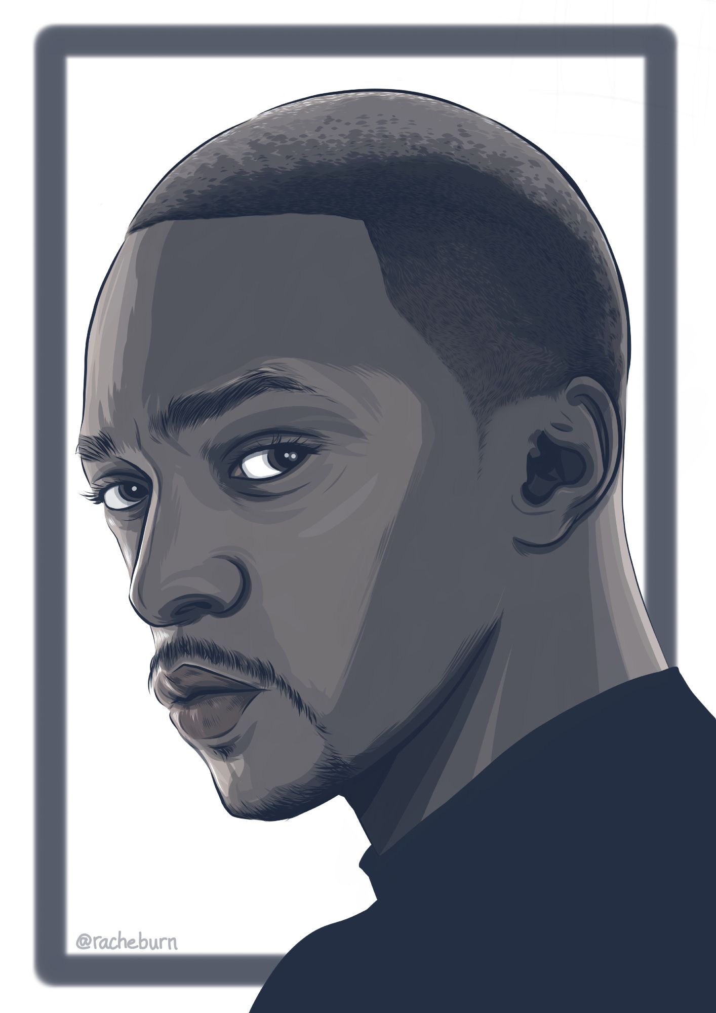 Digital drawing of Sam Wilson/Captain America.