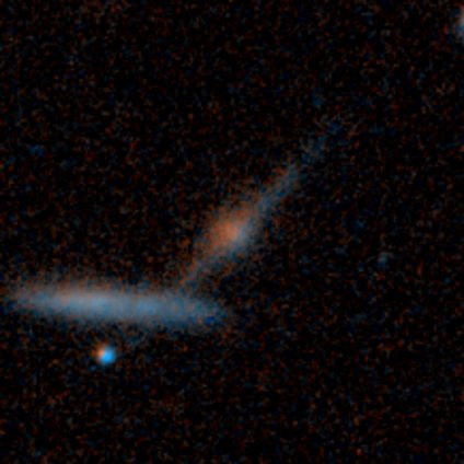 A edge-on disk galaxy, possibly merging from the Galaxy Zoo: Hubble project, classified by 127 volunteers.