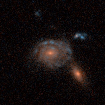 A spiral galaxy, possibly merging from the Galaxy Zoo: Hubble project, classified by 27 volunteers.