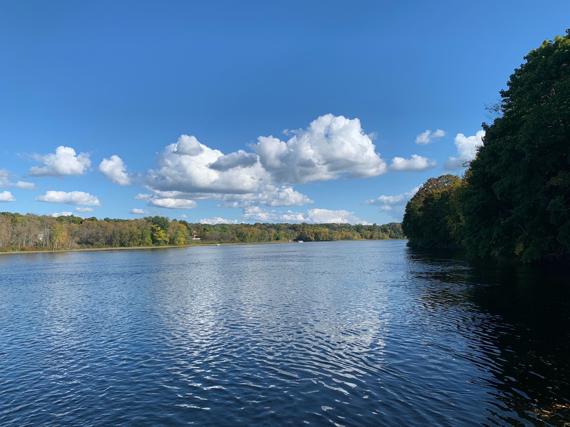 Landscape shot of the Kennebec river in the afternoon