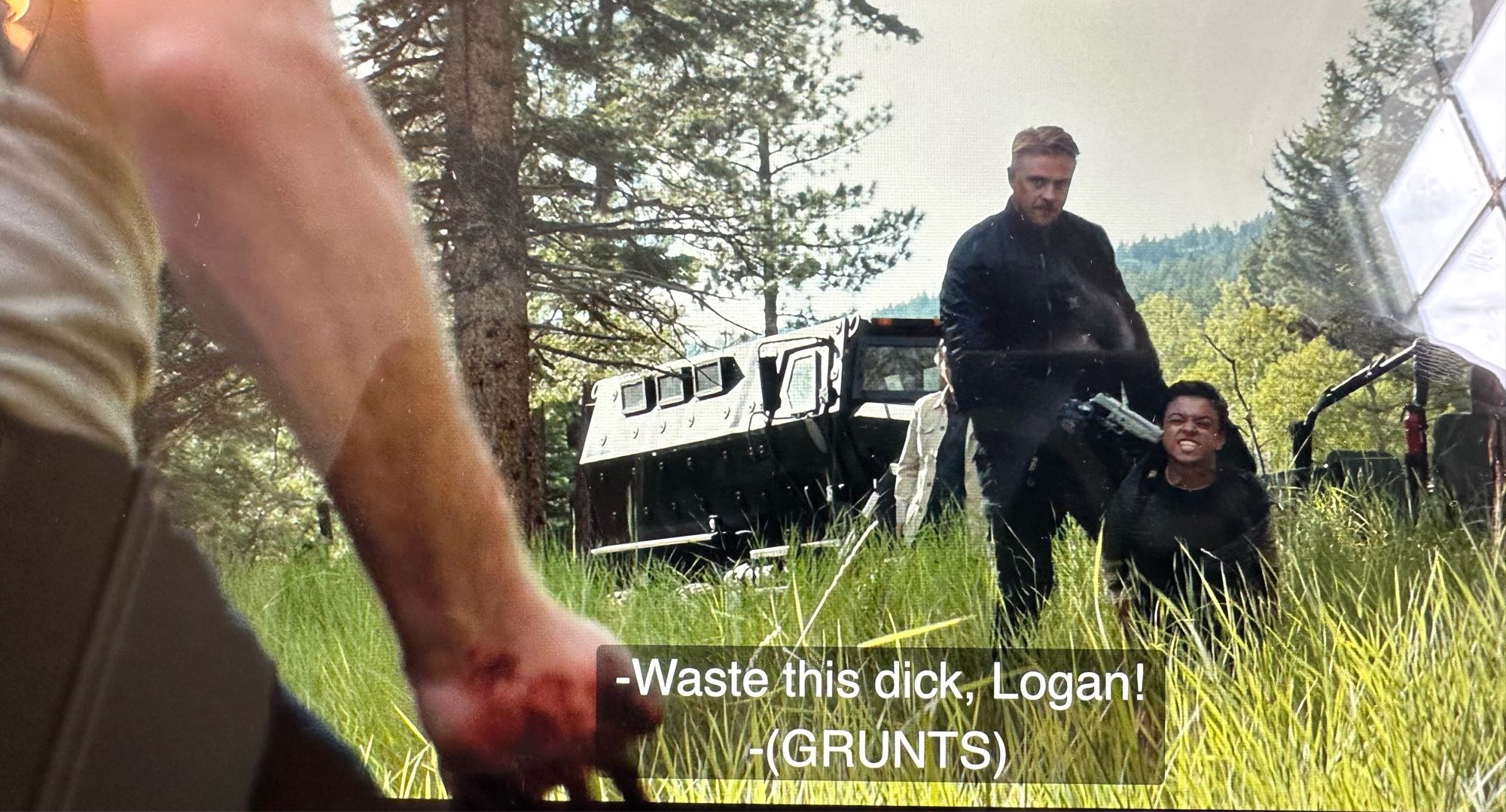 From Logan, someone yelling, Waste this dick, Logan!