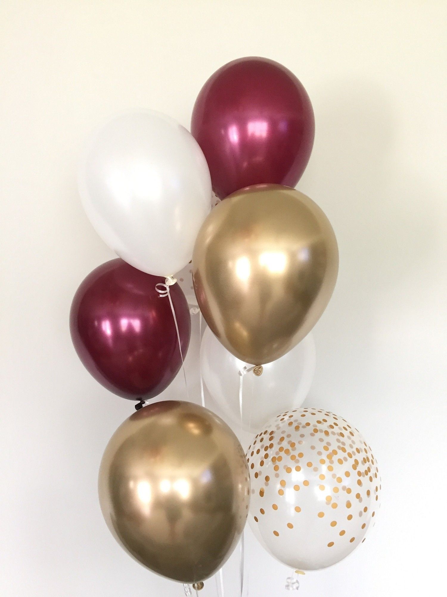 Burgundy and gold  balloons