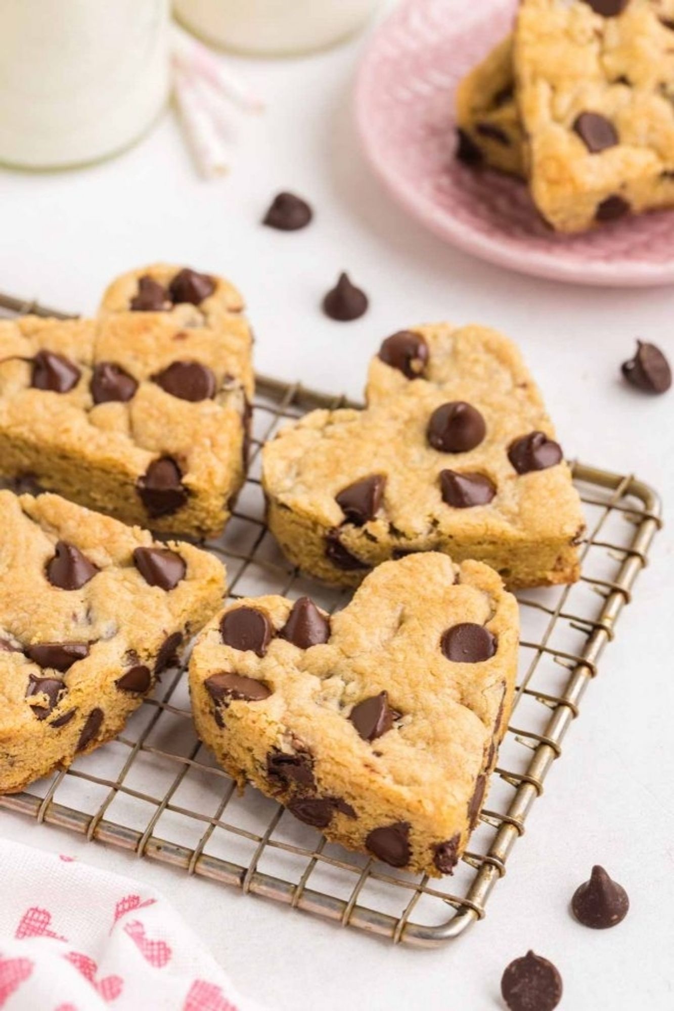 Heart shaped chocolate chip cookies