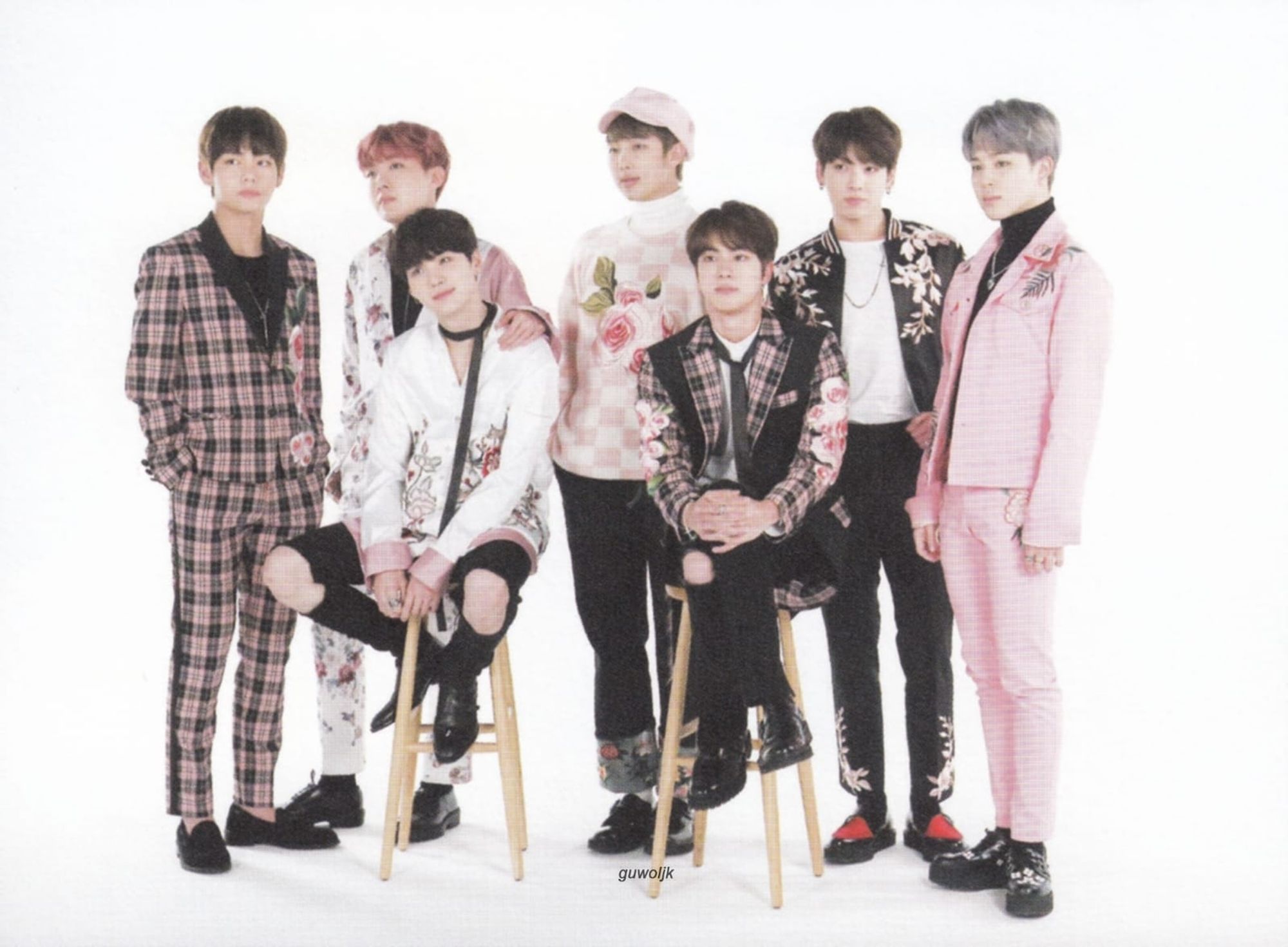 Bts ot7 in pink and black