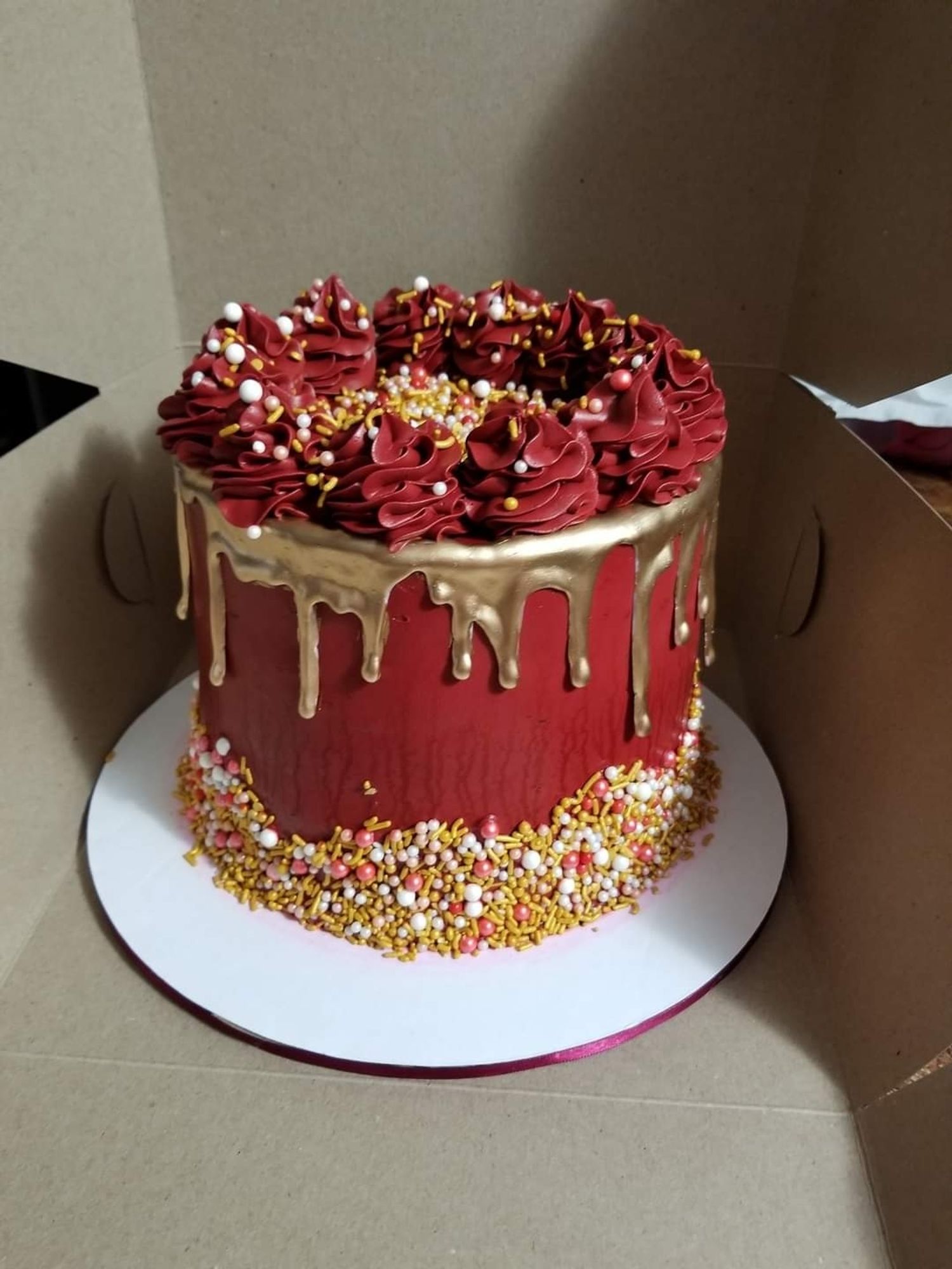 Burgundy birthday cake