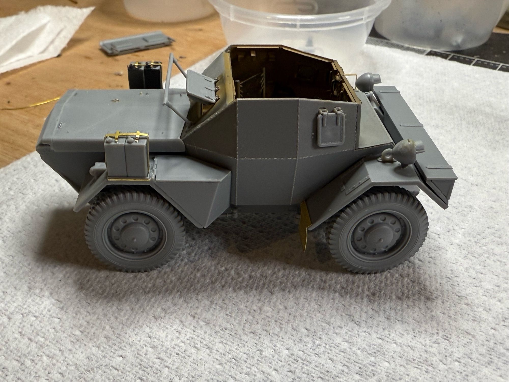 Model of a dingo armoured car.