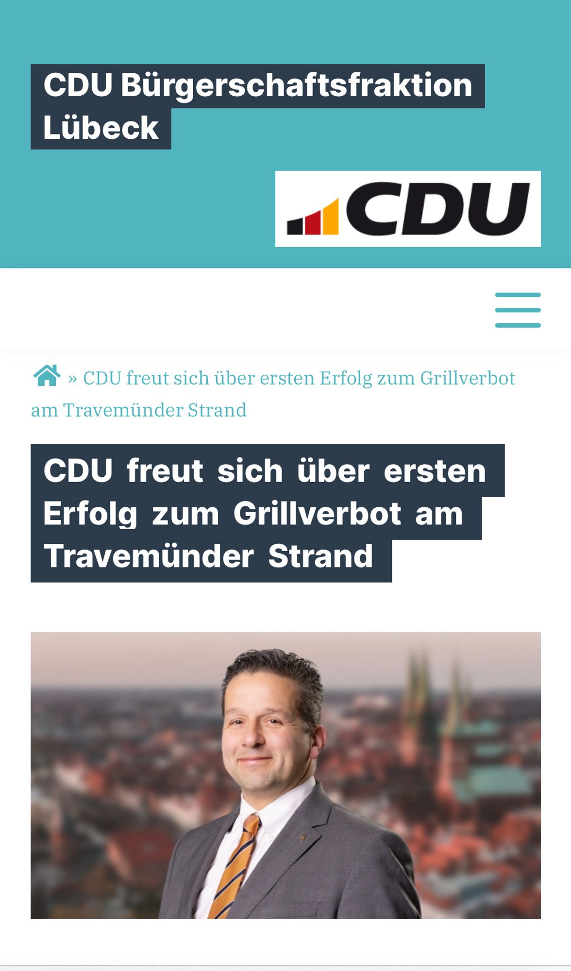 Die CDU freut sich über das Grillverbot am Travemünder Strand!