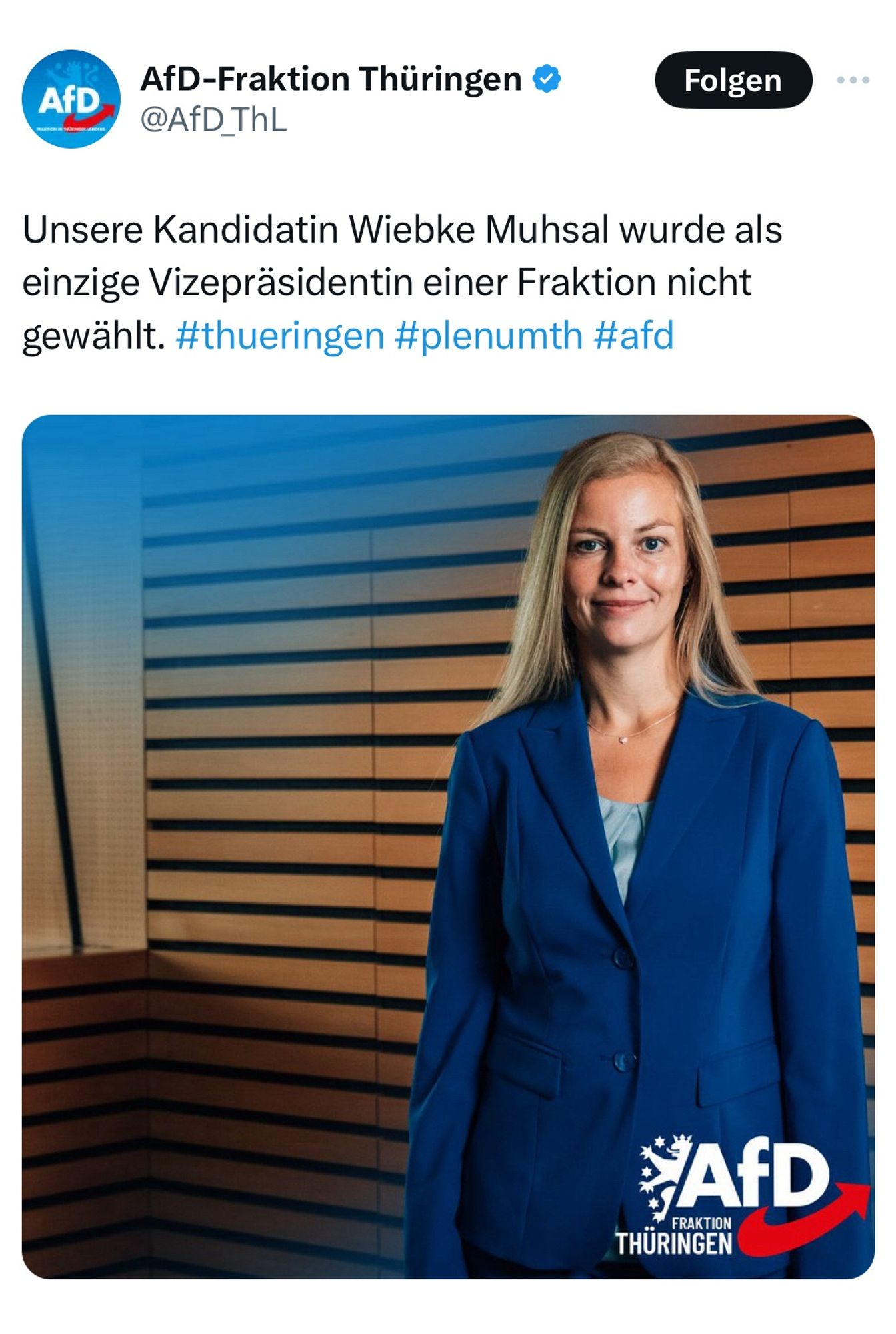 Die AfD ist empört, dass ihr Vorschlag nicht die notwendige einfache Mehrheit in der Abstimmung des Landtages gefunden hat.
Aber diese Person ist rechtskräftig verurteilt wegen Betrug am Landtag.