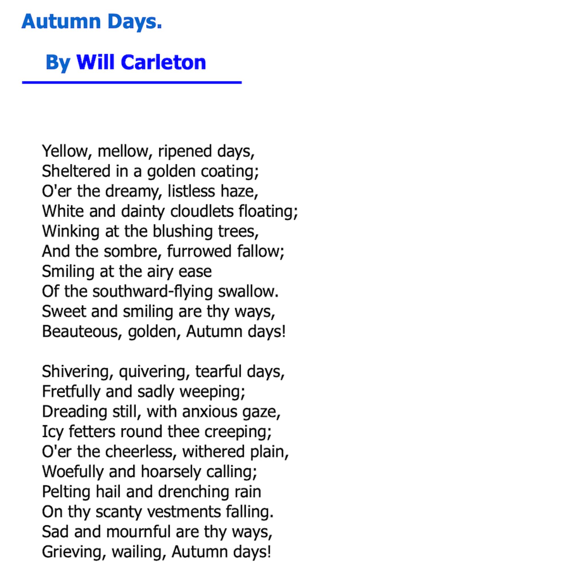 Poem: Autumn Days