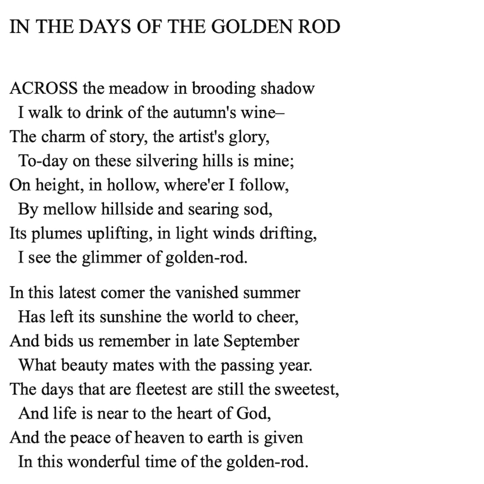 Poem: In the Days of the Golden Rod