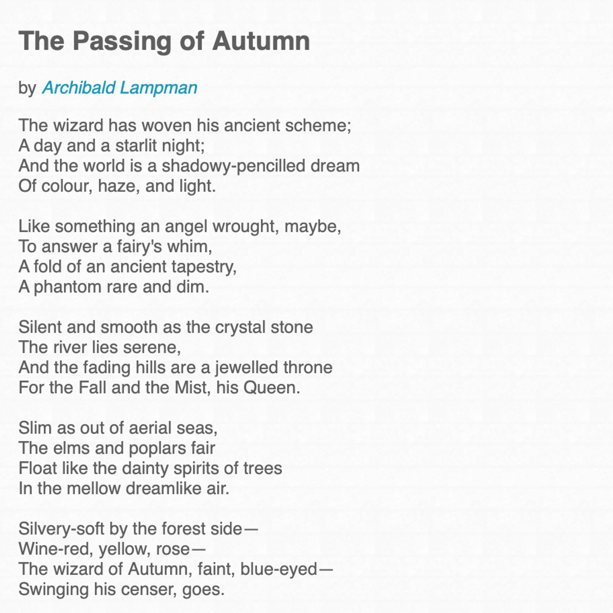 Poem: The Passing of Autumn