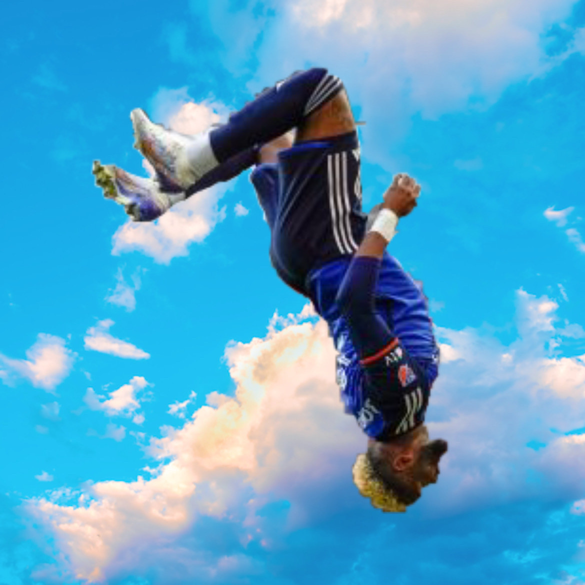 aaron boupendza backflipping atop the bluesky logo