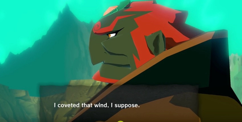 Ganondorf talking about the treatment of the Gerudo, locked to the harsh desert- while the Hylians were living in the lush lands of Hyrule. 

His specific speech- and possibly why he betrayed the kingdom- is as follows: 

“My country was within a desert. The scorching wind under the sun, The dreary wind as the moon climbed… The wind brought death with it…

The wind that blew over Hyrule, brought something other than death… I suppose I sought that wind…”