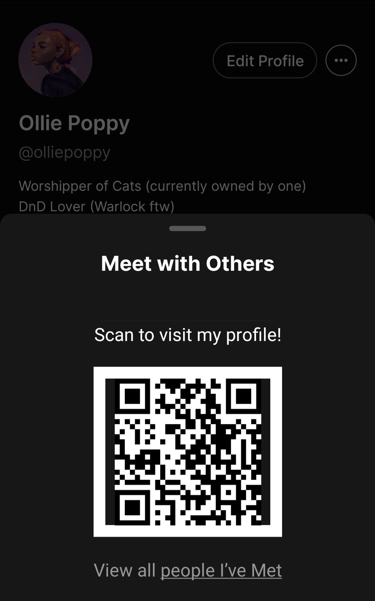 QR code for @olliepoppy in Cara.app