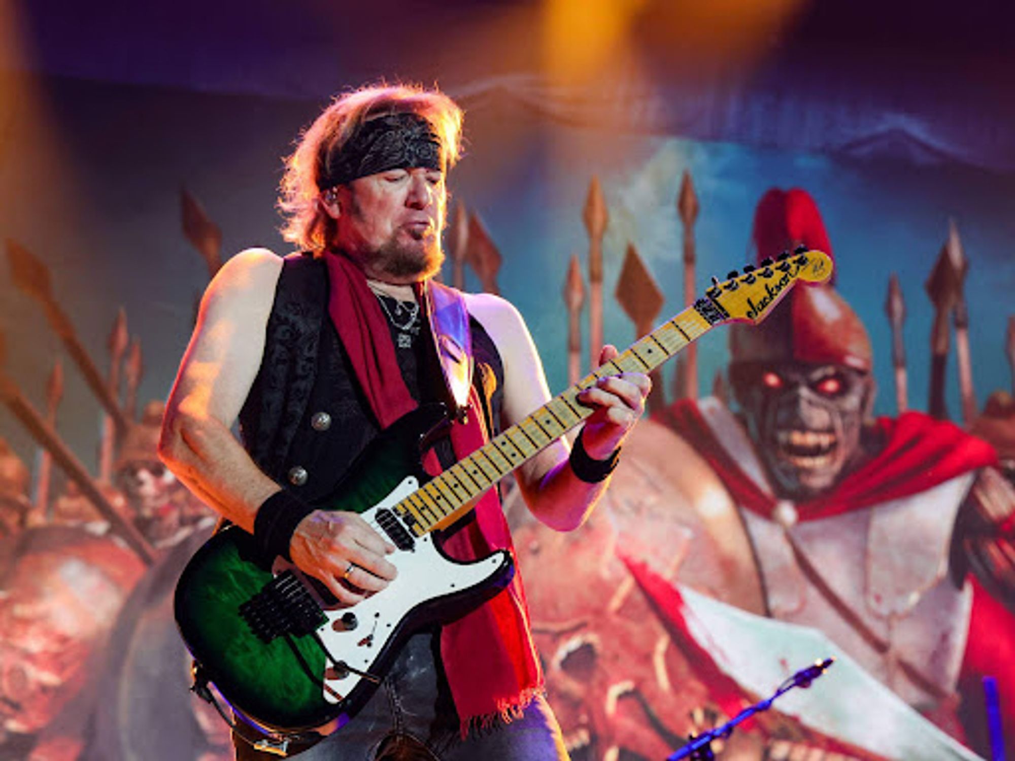 Adrian Smith of Iron Maiden playing his signature Jackson SDXQ.