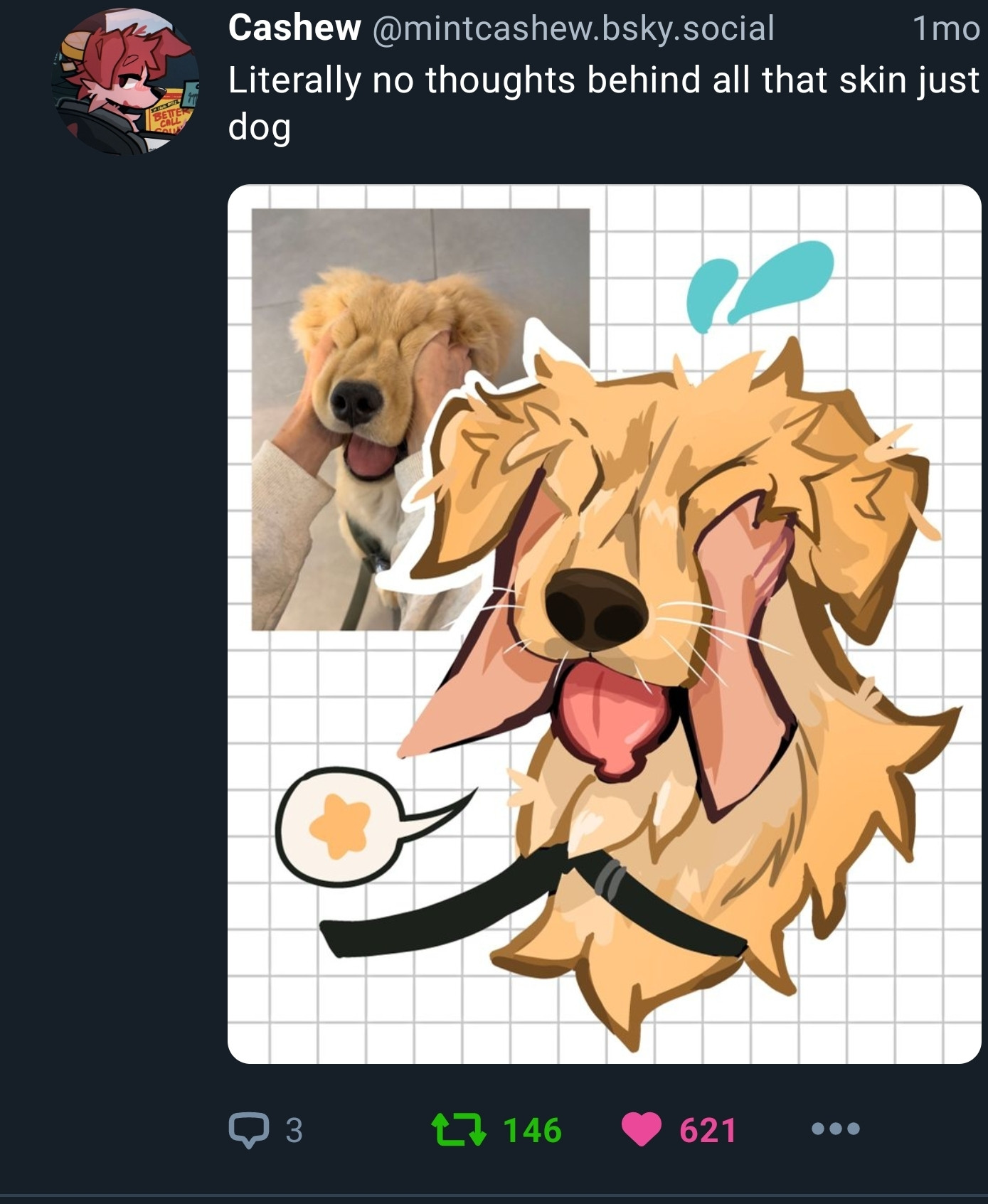 Cute doggo art by a furry, the likes have a funny number, 621... If you ... whoami kidding, YOU *know* why this is funny