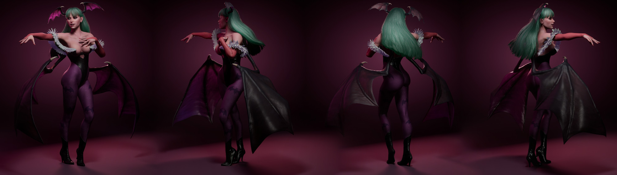 fanart 3D render of Morrigan Aensland from Darkstalkers