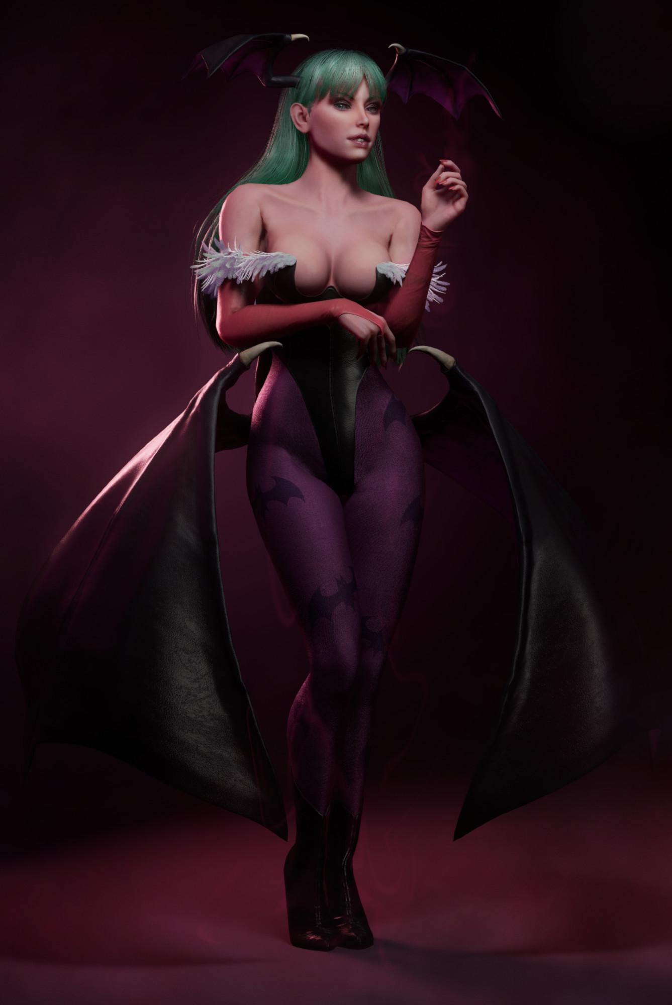 fanart 3D render of Morrigan Aensland from Darkstalkers