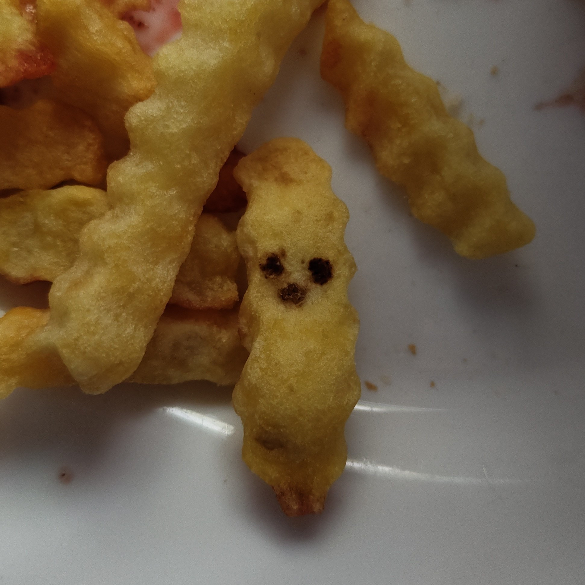 fry that looks like it has a screaming face on it