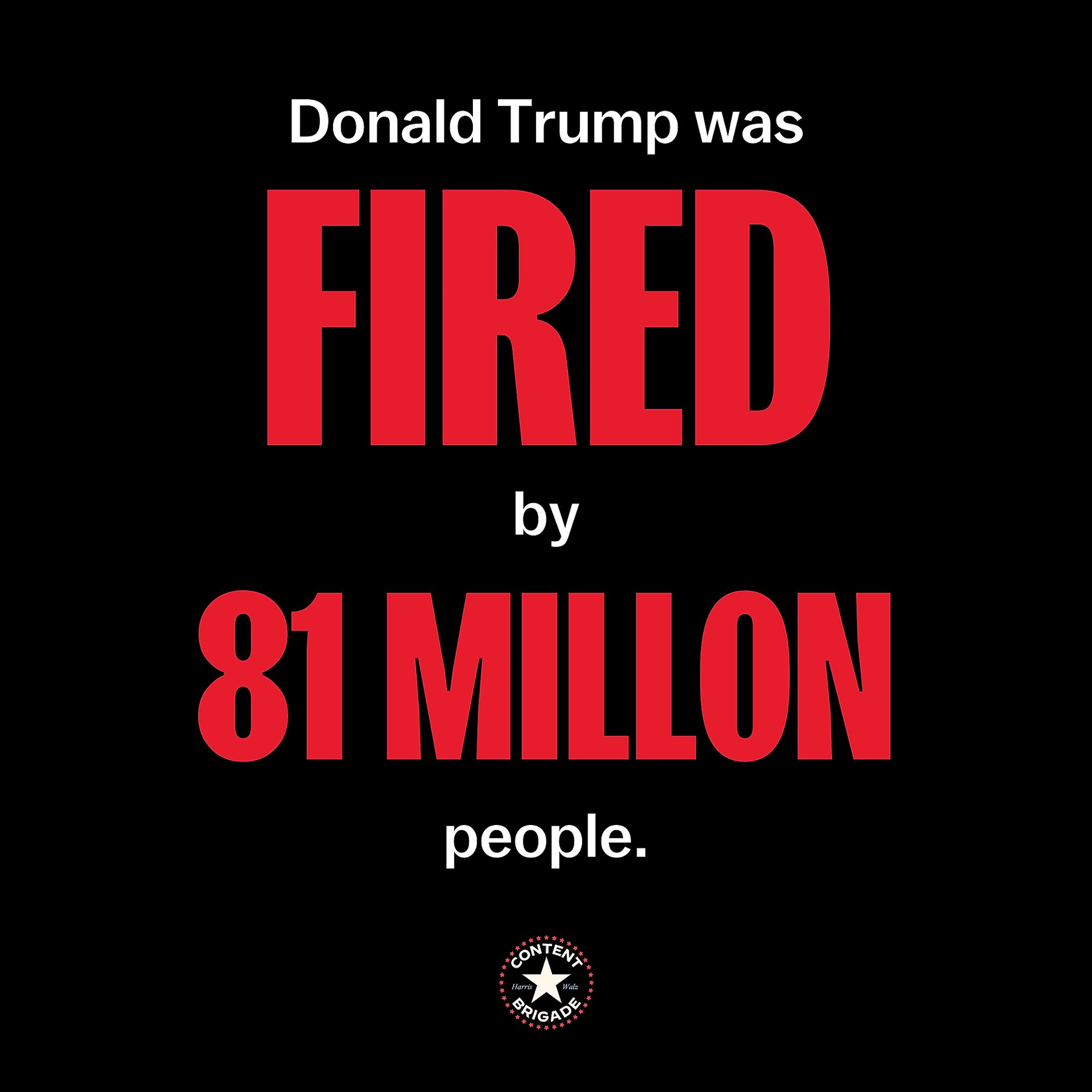 Trump was fired by 81 million people