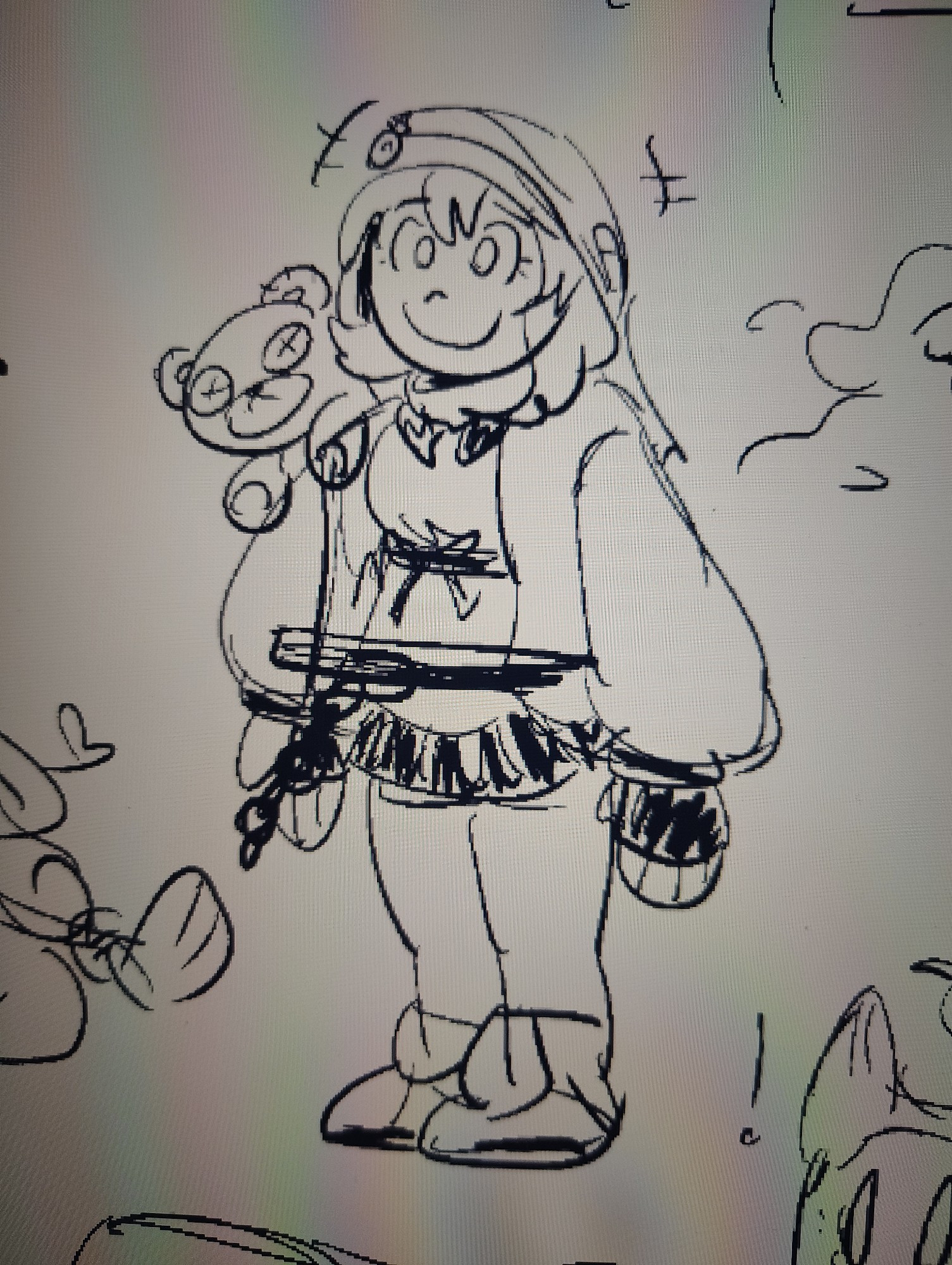 Photo of a digital sketch of Bridget and Roger from Guilty Gear Strive