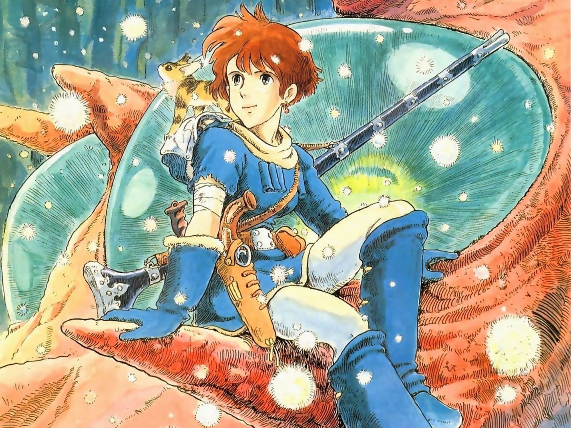 Nausicaa and tetto, drawing by miyasaki in the manga