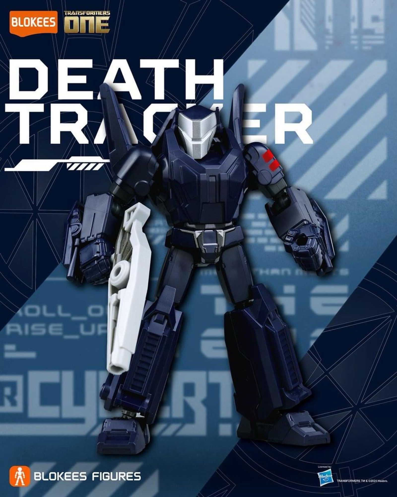 The Blokees figure of the Transformers One character Death Tracker, the most 90s name for what seems to be a Transformers Prime Vehicon