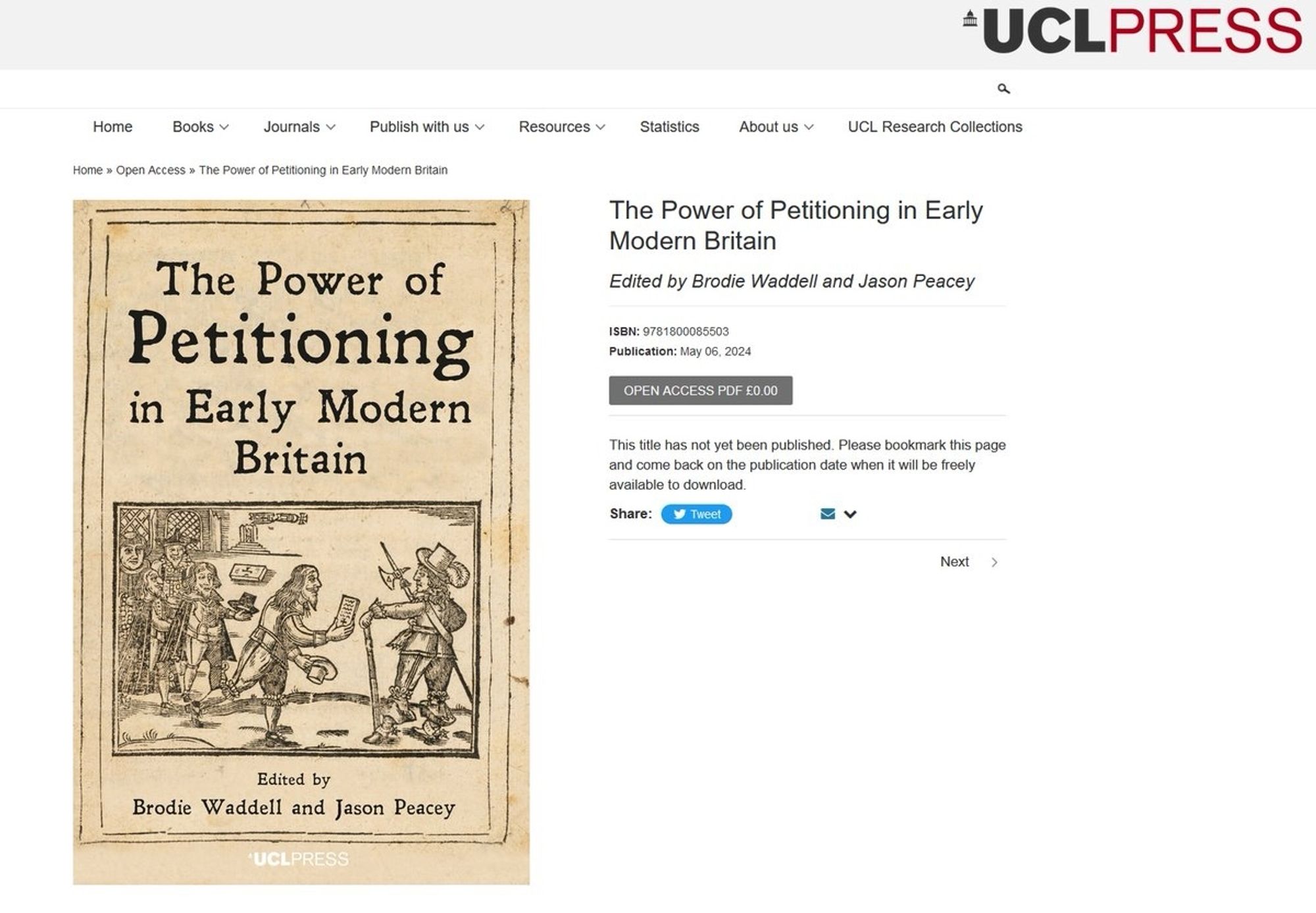 Cover and blurb for The Power of Petitioning in Early Modern Britain.