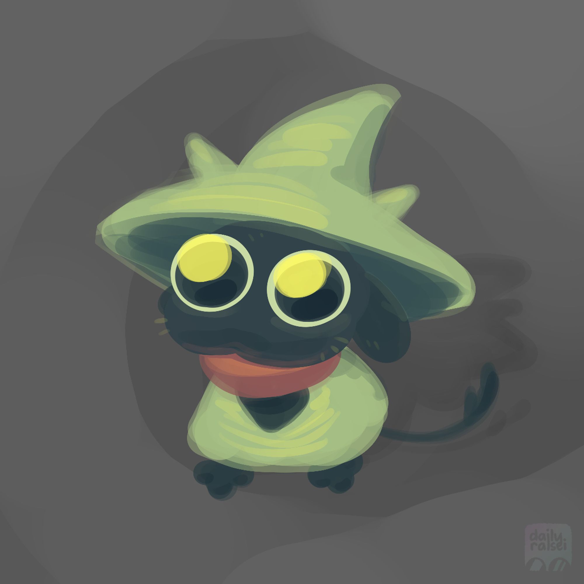 A very small, bug-eyed Ralsei.