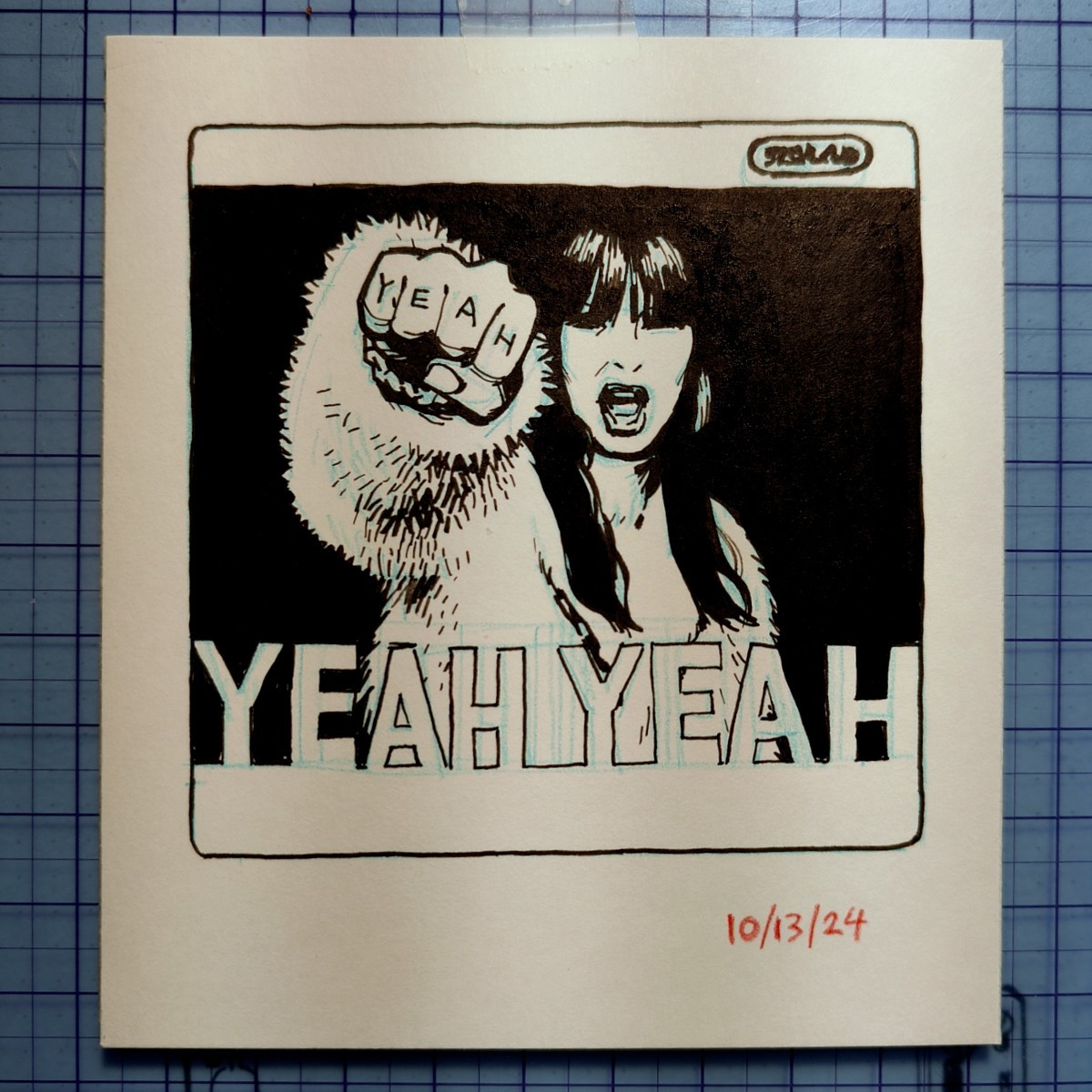 little ink drawing of the sleeve of the 1997 Salad single "Yeah Yeah".