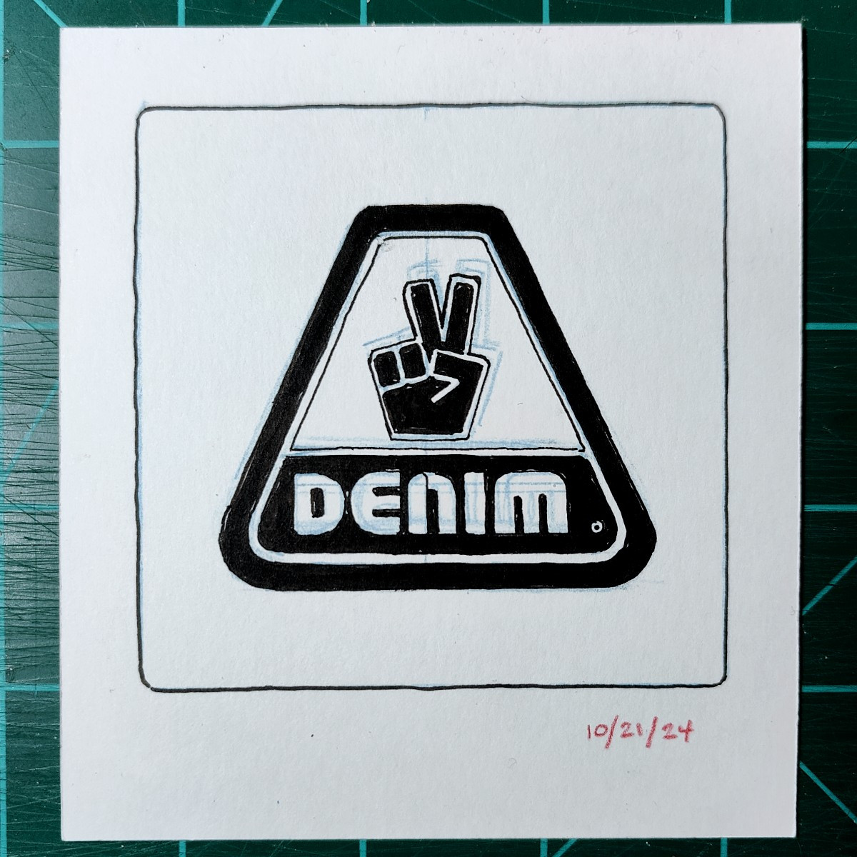 little ink drawing of the sleeve of Denim's 1996 single "Middle Of The Road".