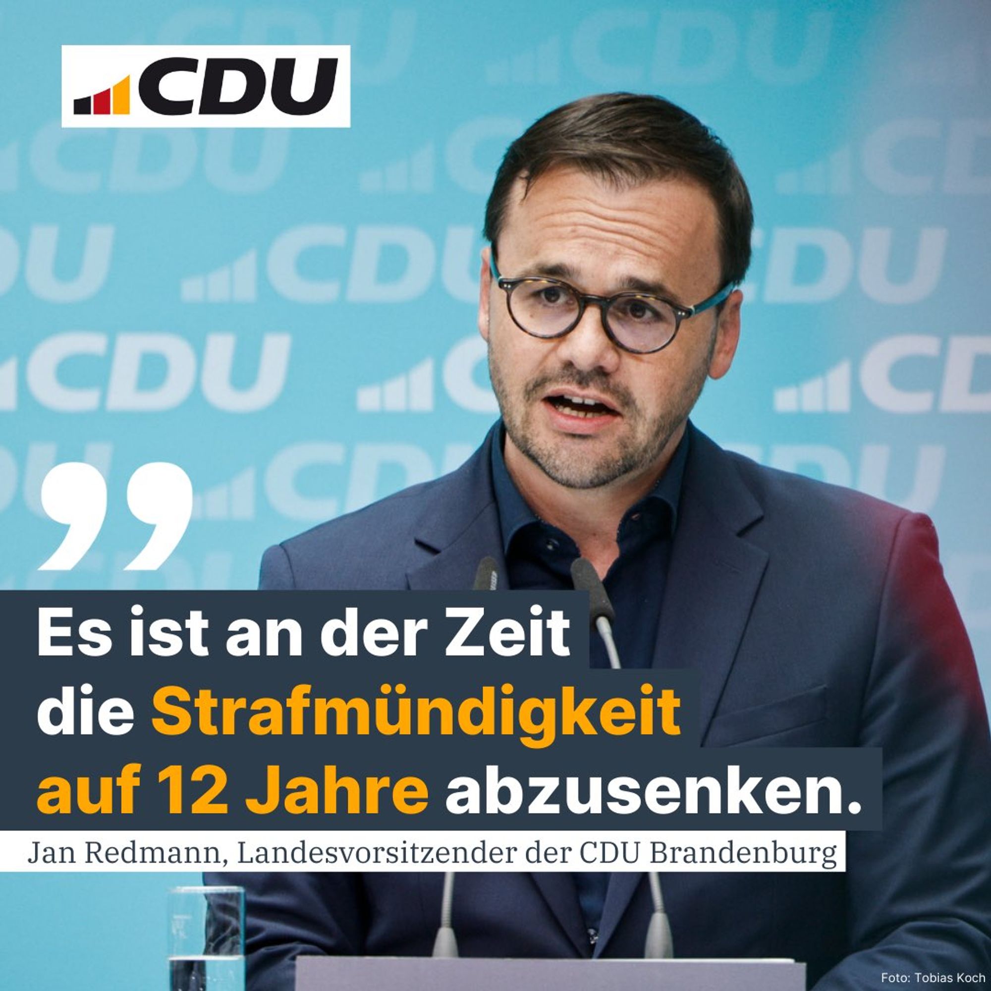 Sharepic der CDU Deutschlands: "Es ist an der Zeit die Strafmündigkeit auf 12 Jahre abzusenken."