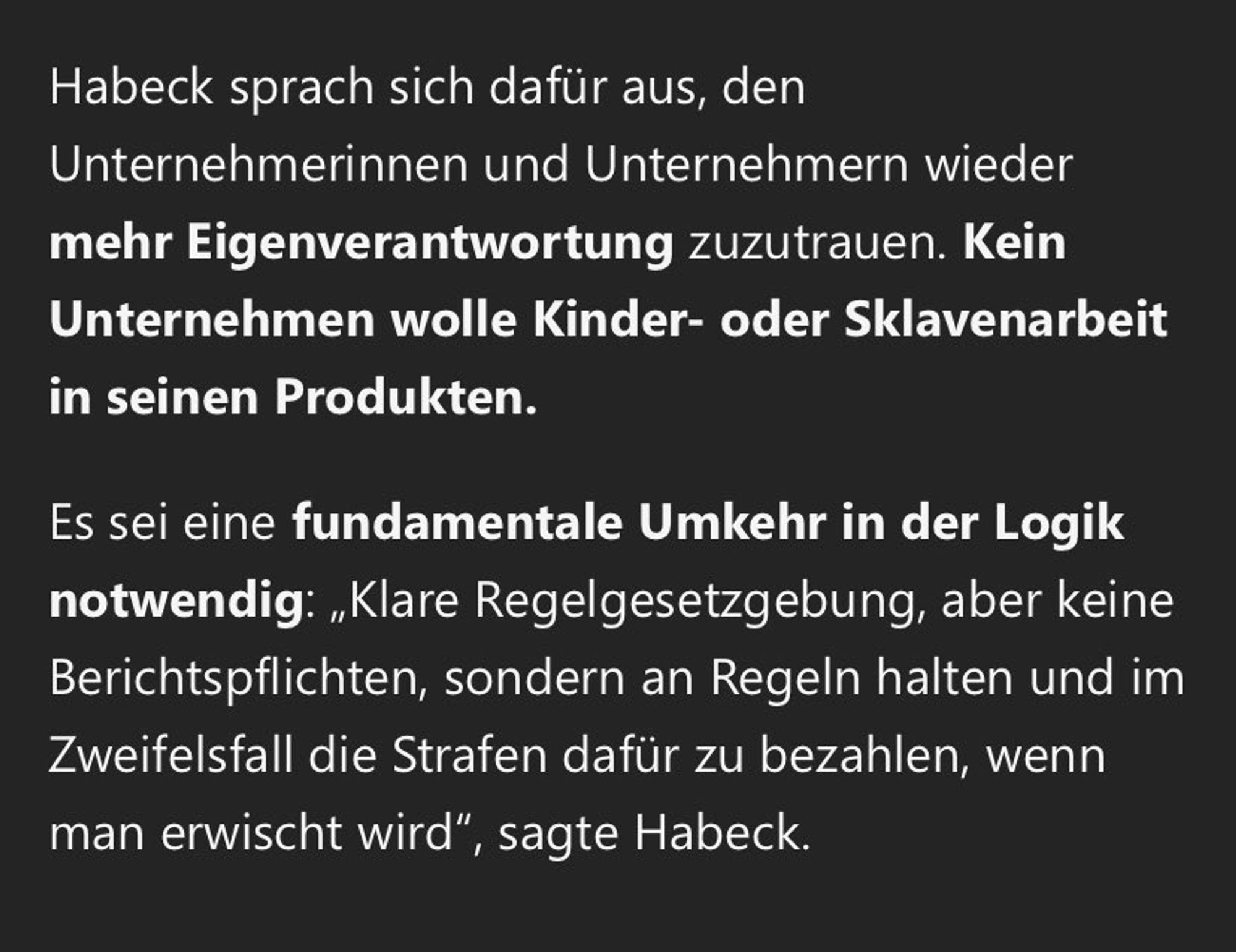 Habeck spricht sich für mehr Eigenverantwortung aus: „Klare Regelgesetzgebung, aber keine Berichtspflichten.“