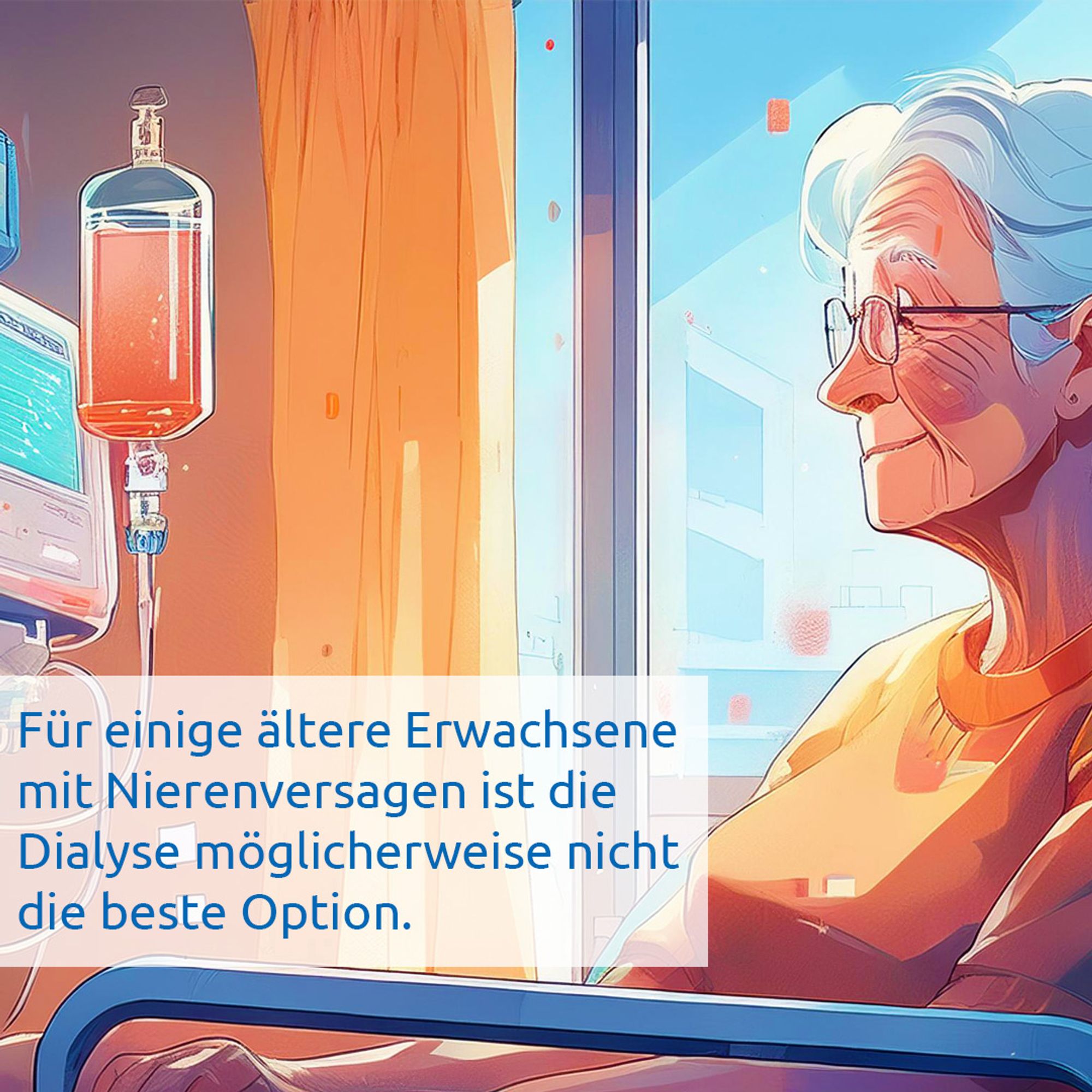 Ältere Frau an der Dialyse