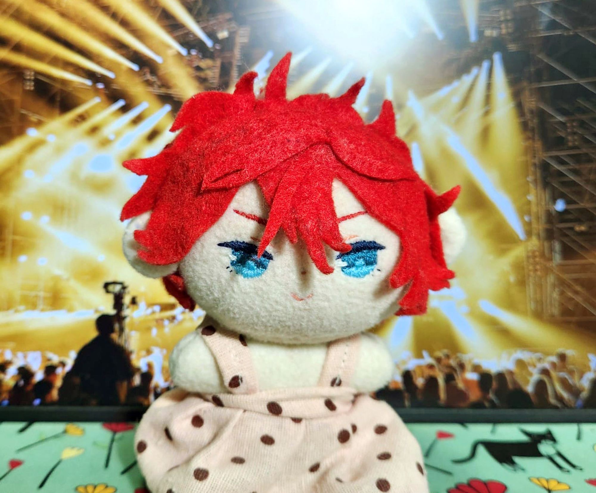 crazy roulette plays in the distance (the plushie is standing in front of a stage picture I put on my pc screen)