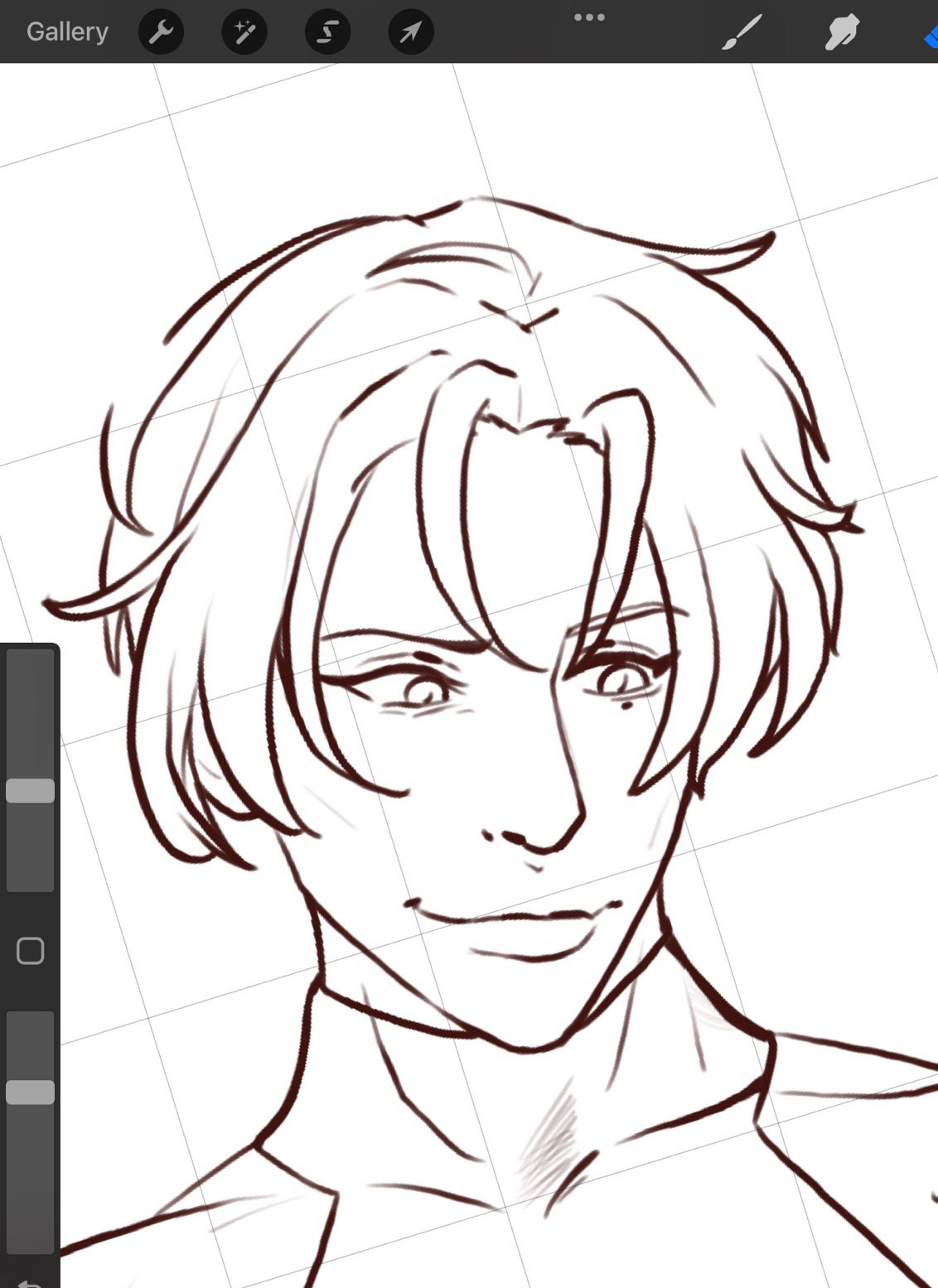 Lineart of Kuya from NUcarnival making an amused but gentle smirk