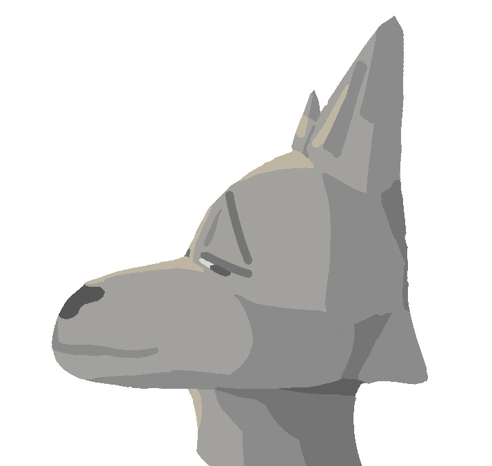 grey wolf furry looking over