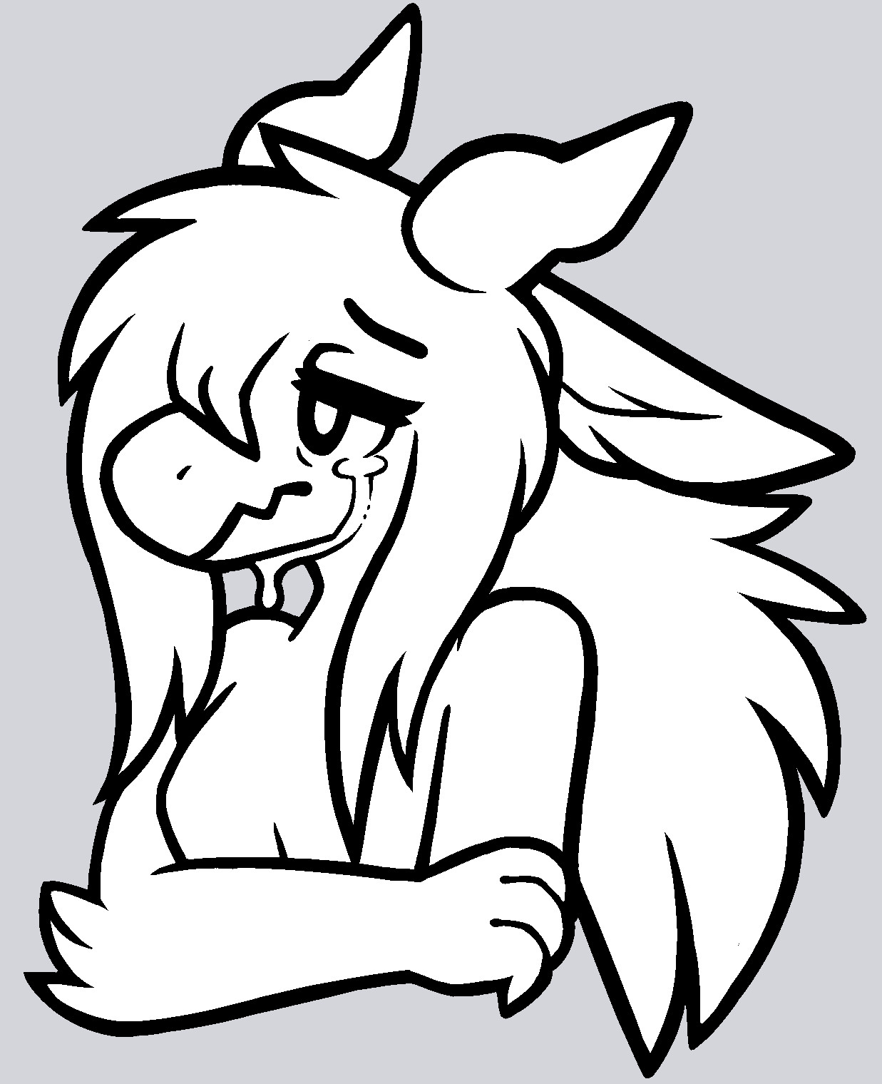 pixelwork of a fluffy dragon girl crying