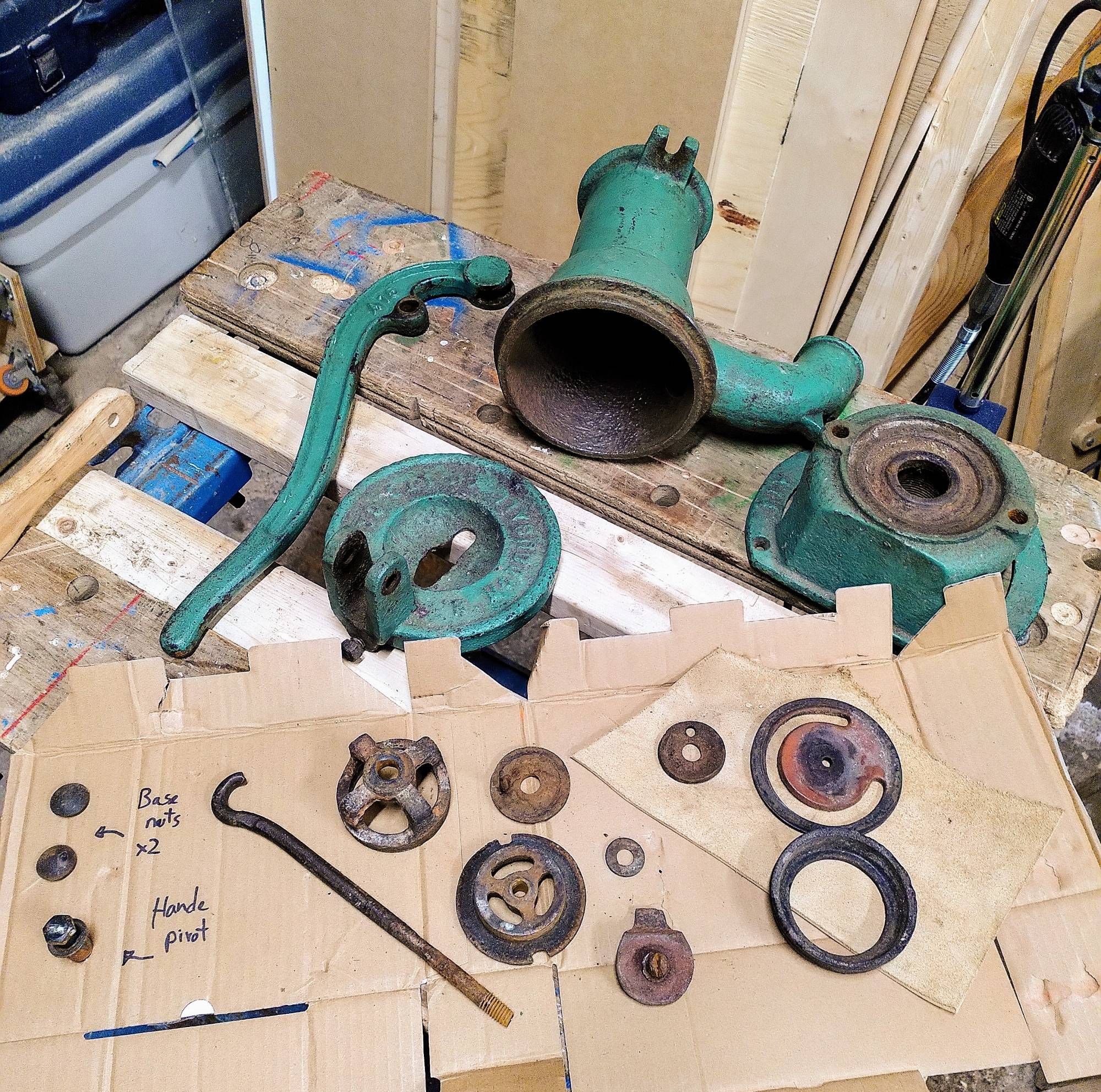 Rusted water pump in parts