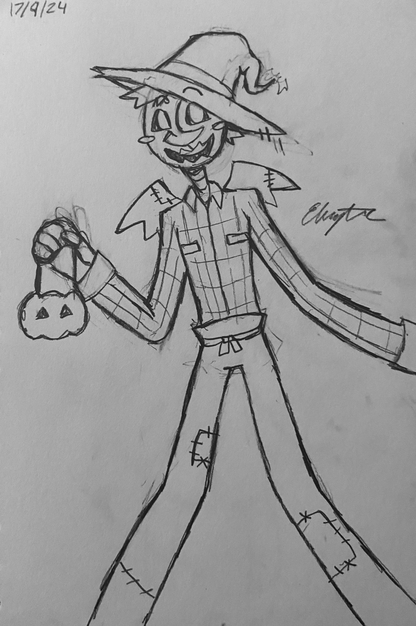 Sketch of jack as a scarecrow from the wizard of oz