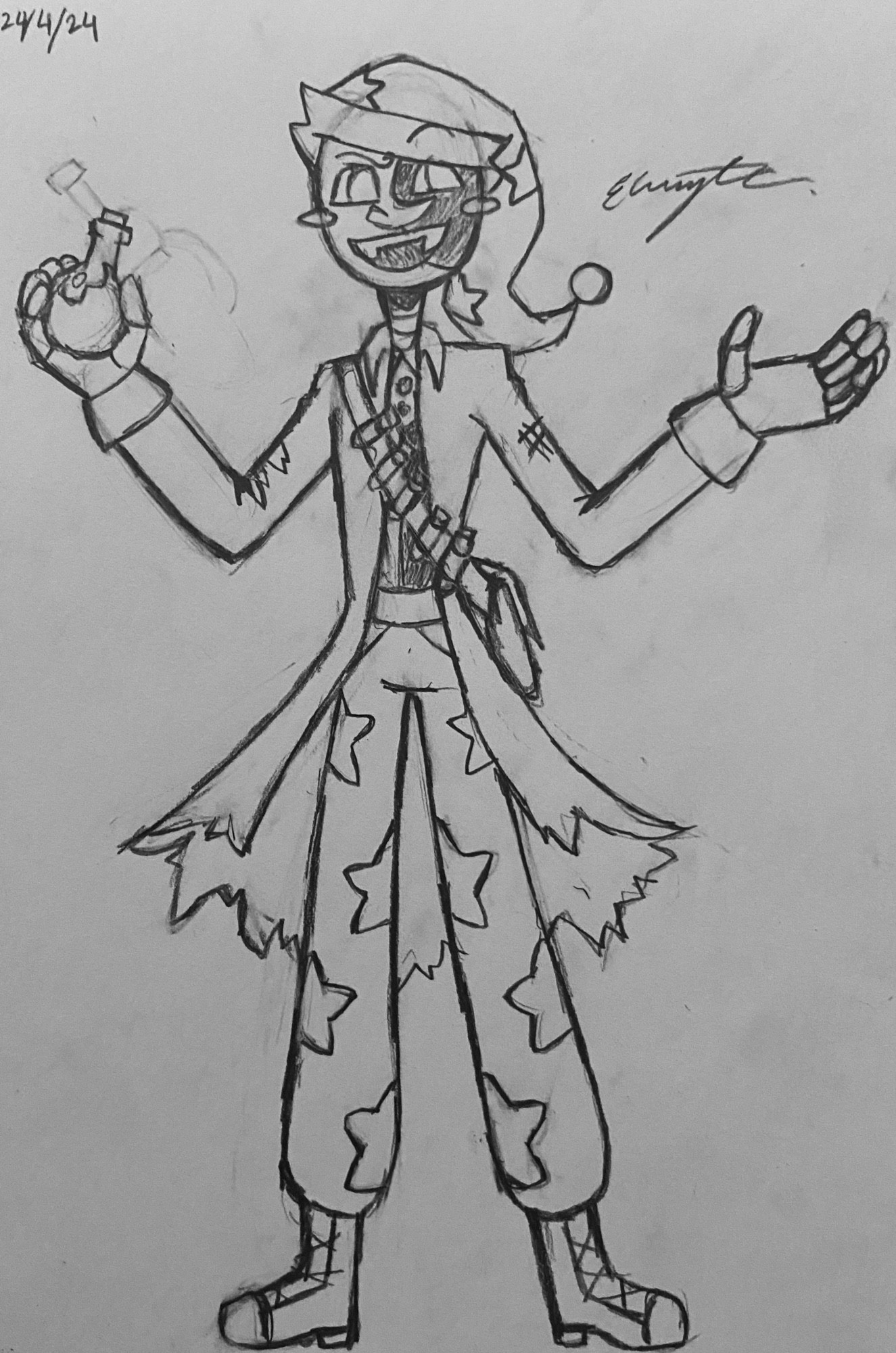 Sketch of scientist moon Halloween costume